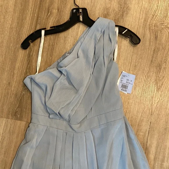 rapunzel bridesmaid dress Dusty Blue One-Shoulder Chiffon Bridesmaid Dress – FancyVestido main image 1